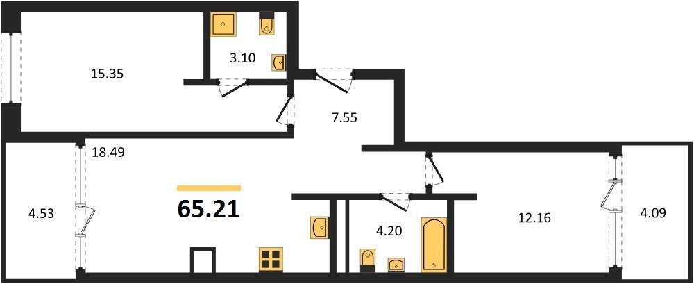Фото №1: 2-комнатная квартира 65 м² - Краснодар, Карасунский внутригородской округ, Хлопчато-бумажный Комбинат, мкр. жилой квартал Патрики
