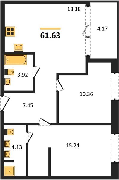 Фото №1: 2-комнатная квартира 61 м² - Краснодар, Карасунский внутригородской округ, Хлопчато-бумажный Комбинат, мкр. жилой квартал Патрики