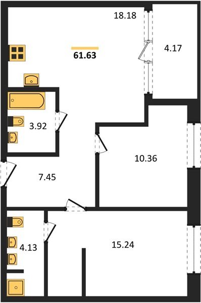 Фото №1: 2-комнатная квартира 61 м² - Краснодар, Карасунский внутригородской округ, Хлопчато-бумажный Комбинат, мкр. жилой квартал Патрики