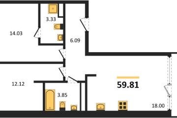 Фото №1: 2-комнатная квартира 59 м² - Краснодар, мкр. жилой квартал Патрики, 