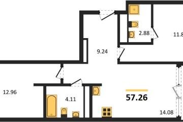 Фото №1: 2-комнатная квартира 57 м² - Краснодар, мкр. жилой квартал Патрики, 