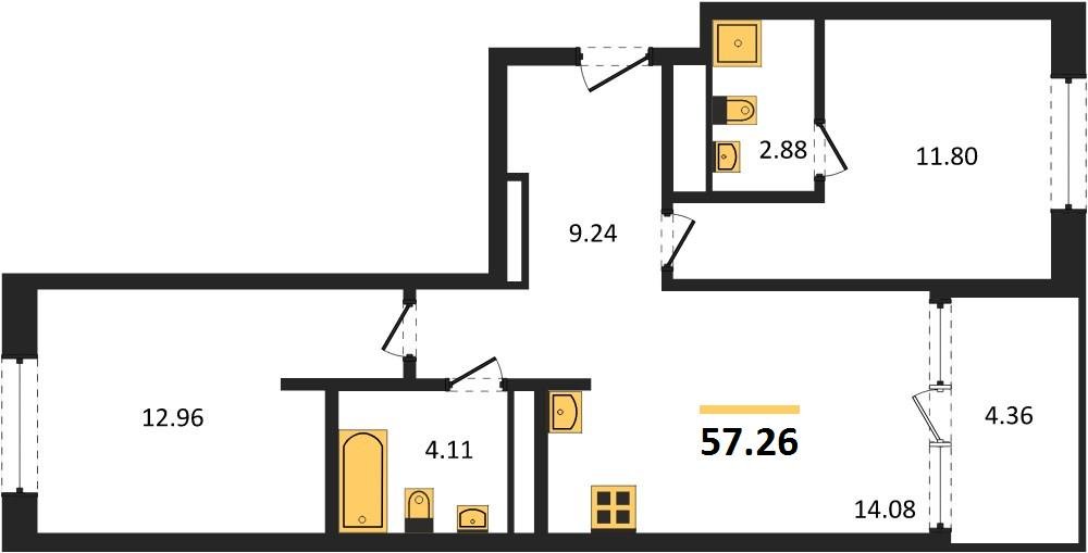 Фото №1: 2-комнатная квартира 57 м² - Краснодар, Карасунский внутригородской округ, Хлопчато-бумажный Комбинат, мкр. жилой квартал Патрики