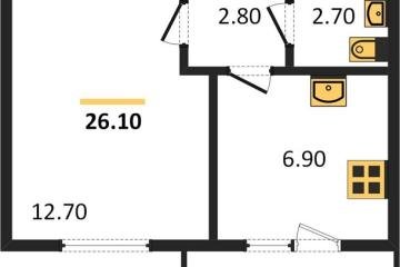 Фото №1: 1-комнатная квартира 26 м² - Новая Адыгея, мкр. ЖК Дарград, ул. Тургеневское шоссе, 33/4к46