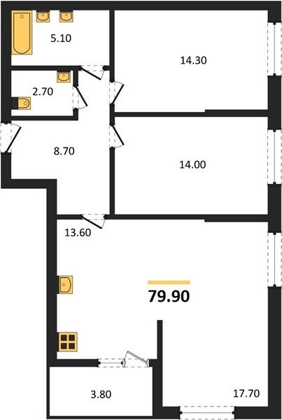 Фото №1: 2-комнатная квартира 79 м² - Краснодар, мкр. Прикубанский внутригородской округ