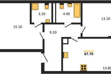 Фото №1: 2-комнатная квартира 67 м² - Краснодар, мкр. Прикубанский внутригородской округ, 