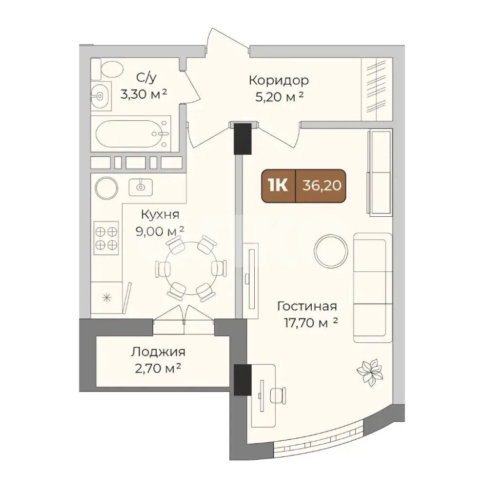 Фото №4: 1-комнатная квартира 36 м² - Краснодар, Прикубанский внутригородской округ, ЖК Вдохновение, мкр. Музыкальный, ул. имени Сергея Есенина, 108лит1