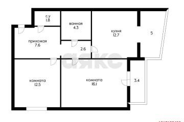 Фото №1: 2-комнатная квартира 58 м² - Краснодар, мкр. Новый, ул. Высотная, 7