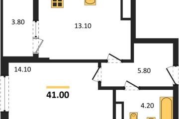 Фото №1: 1-комнатная квартира 41 м² - Краснодар, мкр. Прикубанский внутригородской округ, 