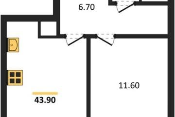 Фото №1: 1-комнатная квартира 43 м² - Краснодар, мкр. Прикубанский внутригородской округ, 