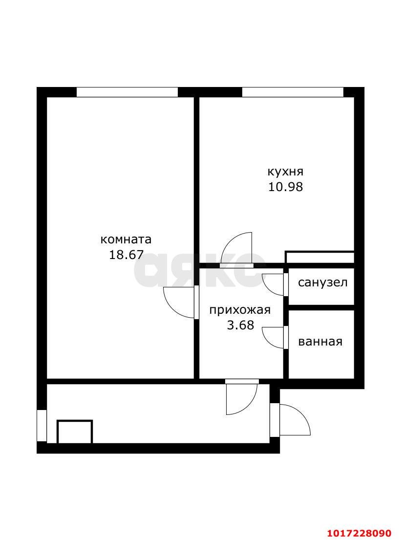 Фото №15: 1-комнатная квартира <span class="whitespace-nowrap">42 м²</span>, <span class="whitespace-nowrap">6/9 эт.</span> - Краснодар, Прикубанский внутригородской округ, мкр. Завод Измерительных Приборов, ул. Зиповская, 22