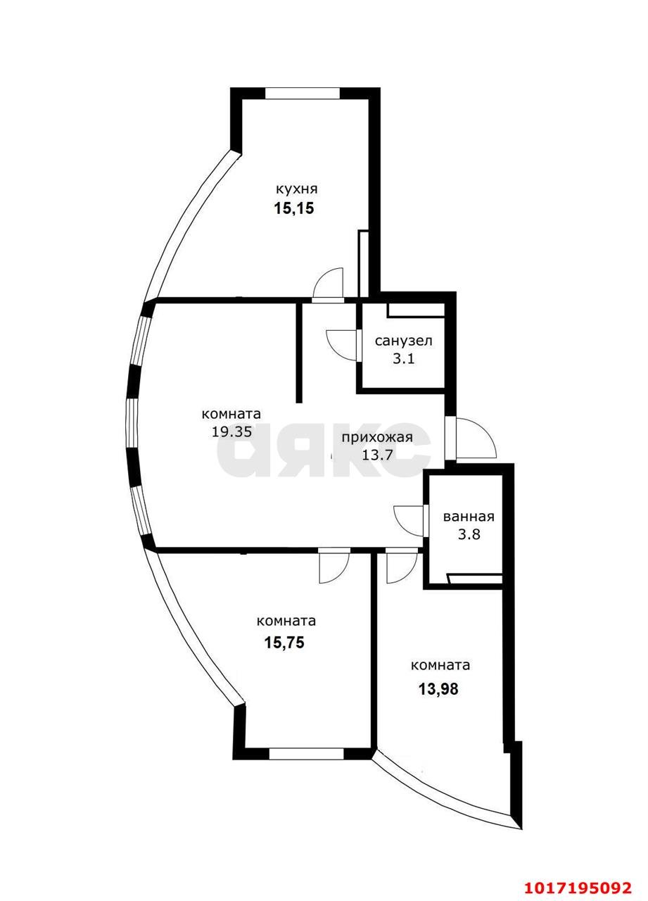 Фото №2: 3-комнатная квартира 78 м² - Краснодар, Прикубанский внутригородской округ, ЖК Тополиная Топольковая, мкр. имени Петра Метальникова, ул. Тополиная, 40/1к1