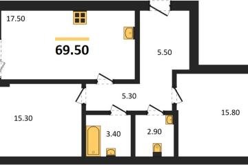 Фото №1: 2-комнатная квартира 69 м² - Краснодар, мкр. Прикубанский внутригородской округ, 