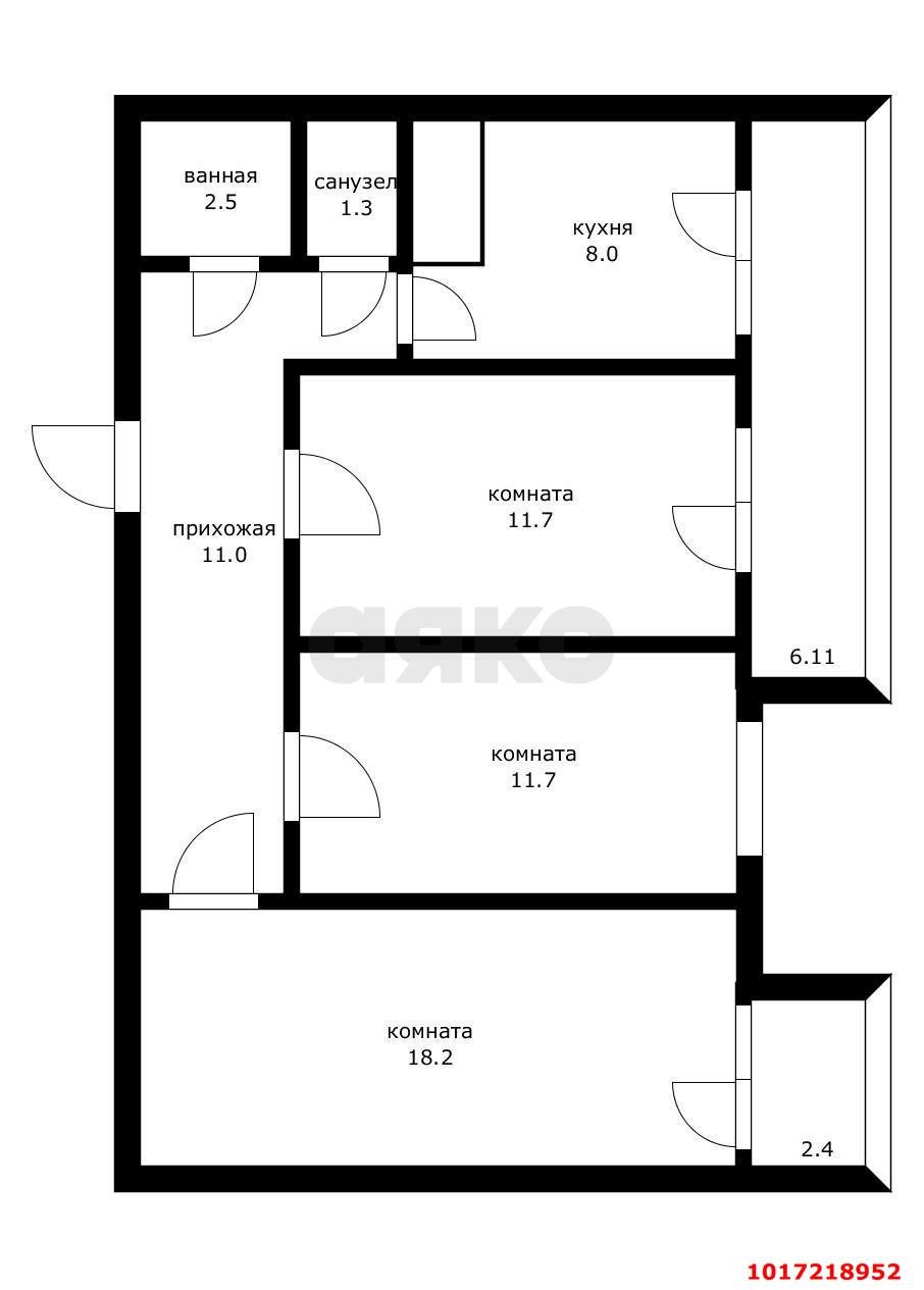 Фото №14: 3-комнатная квартира 65 м² - Краснодар, Прикубанский внутригородской округ, Музыкальный, ЖК Времена Года, мкр. имени Петра Метальникова, ул. Петра Метальникова, 5к1