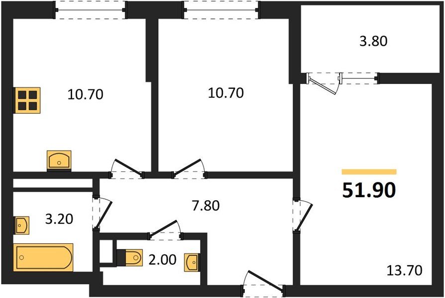 Фото №1: 2-комнатная квартира 51 м² - Краснодар, мкр. Прикубанский внутригородской округ