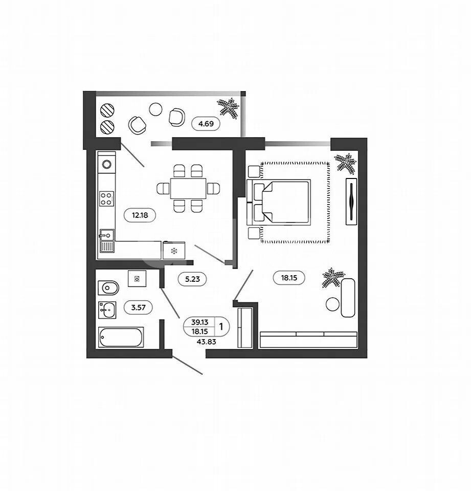 Фото №17: 1-комнатная квартира 45 м² - Батайск, мкр. жилой комплекс Пульс, ул. Родная, 3