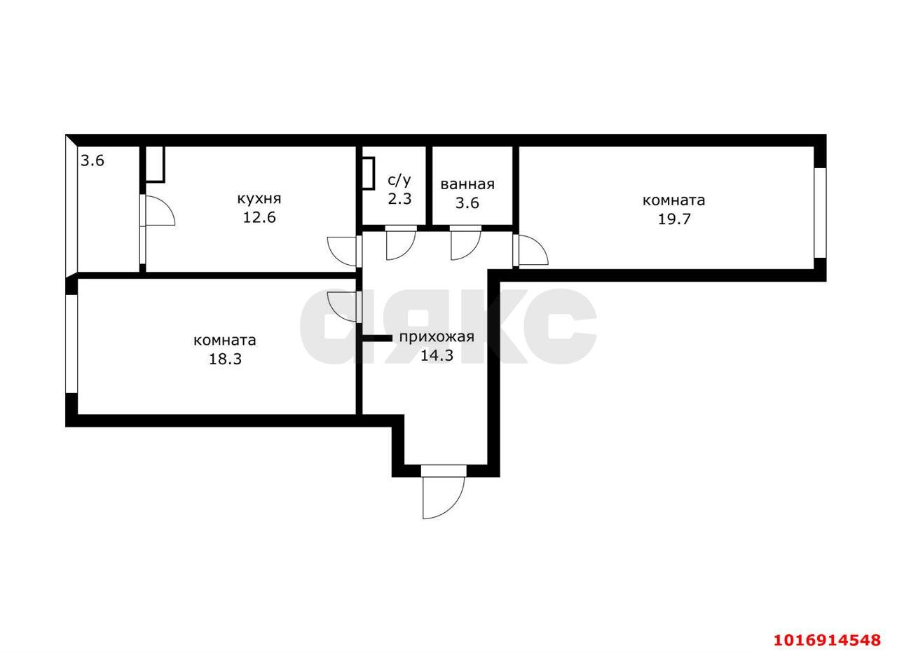 Фото №8: 2-комнатная квартира 72 м² - Краснодар, Прикубанский внутригородской округ, Россинского, мкр. жилой комплекс Дружный, ул. Адмирала Серебрякова, 3к1