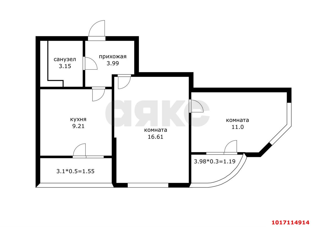 Фото №8: 2-комнатная квартира 46 м² - Краснодарский, Прикубанский внутригородской округ, мкр. жилой комплекс Параллели, 66к2