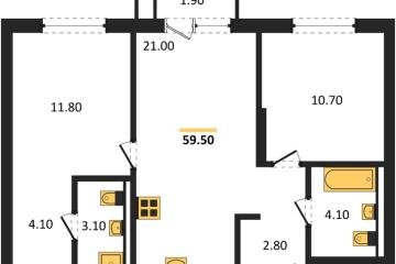Фото №1: 2-комнатная квартира 59 м² - Краснодар, мкр. Прикубанский внутригородской округ,