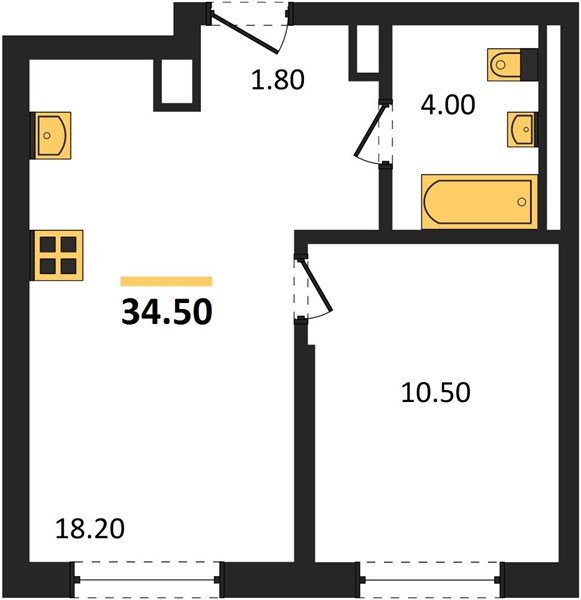 Фото №1: 1-комнатная квартира 34 м² - Краснодар, мкр. Прикубанский внутригородской округ