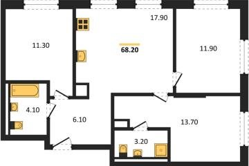 Фото №1: 3-комнатная квартира 68 м² - Краснодар, мкр. Прикубанский внутригородской округ,