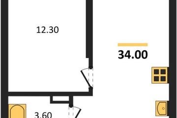 Фото №1: 1-комнатная квартира 34 м² - Краснодар, мкр. Прикубанский внутригородской округ,