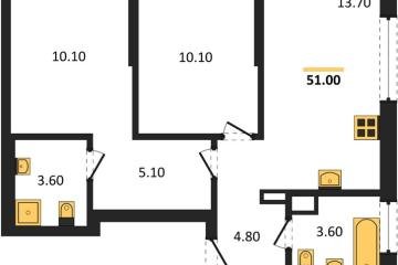 Фото №1: 2-комнатная квартира 51 м² - Краснодар, мкр. Прикубанский внутригородской округ,