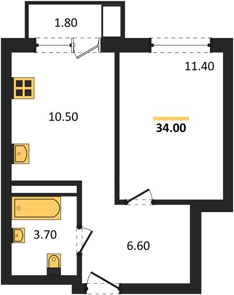 Фото №1: 1-комнатная квартира 34 м² - Краснодар, мкр. Прикубанский внутригородской округ