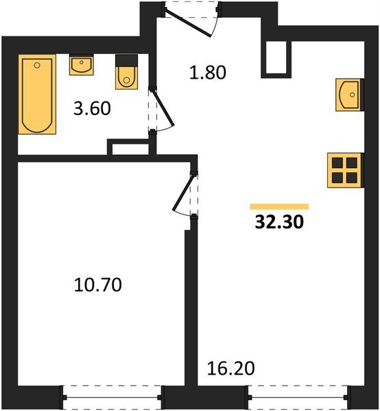Фото №1: 1-комнатная квартира 32 м² - Краснодар, мкр. Прикубанский внутригородской округ