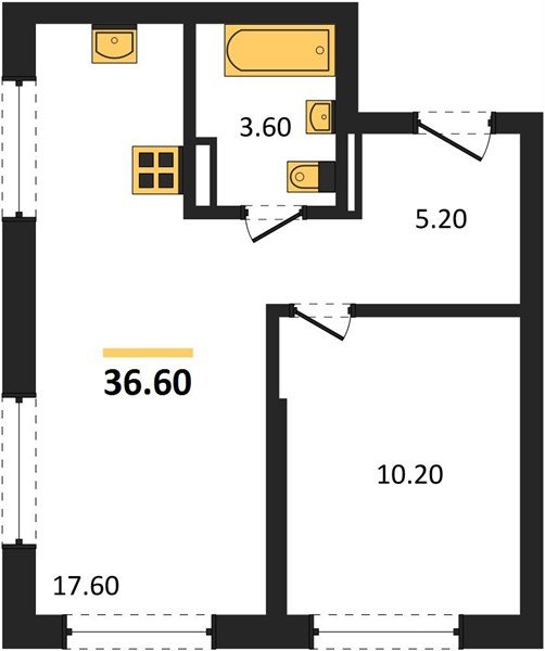 Фото №1: 1-комнатная квартира 36 м² - Краснодар, мкр. Прикубанский внутригородской округ