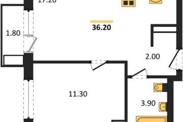 Фото №1: 1-комнатная квартира 36 м² - Краснодар, мкр. Прикубанский внутригородской округ, 