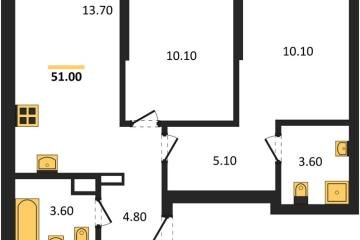 Фото №1: 2-комнатная квартира 51 м² - Краснодар, мкр. Прикубанский внутригородской округ, 