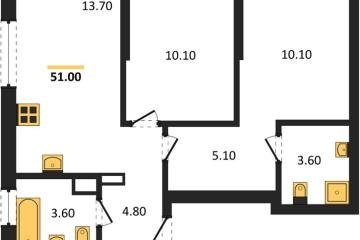 Фото №1: 2-комнатная квартира 51 м² - Краснодар, мкр. Прикубанский внутригородской округ,