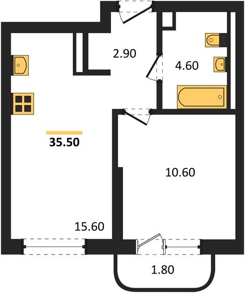 Фото №1: 1-комнатная квартира 35 м² - Краснодар, мкр. Прикубанский внутригородской округ