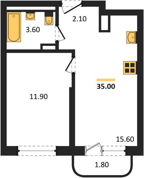 Фото №1: 1-комнатная квартира 35 м² - Краснодар, мкр. Прикубанский внутригородской округ