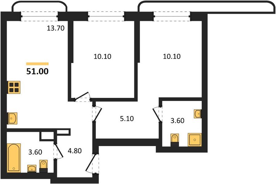 Фото №1: 2-комнатная квартира 51 м² - Краснодар, мкр. Прикубанский внутригородской округ