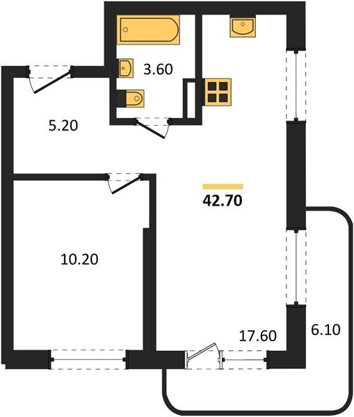 Фото №1: 1-комнатная квартира 42 м² - Краснодар, мкр. Прикубанский внутригородской округ