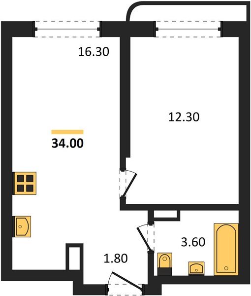 Фото №1: 1-комнатная квартира 34 м² - Краснодар, мкр. Прикубанский внутригородской округ