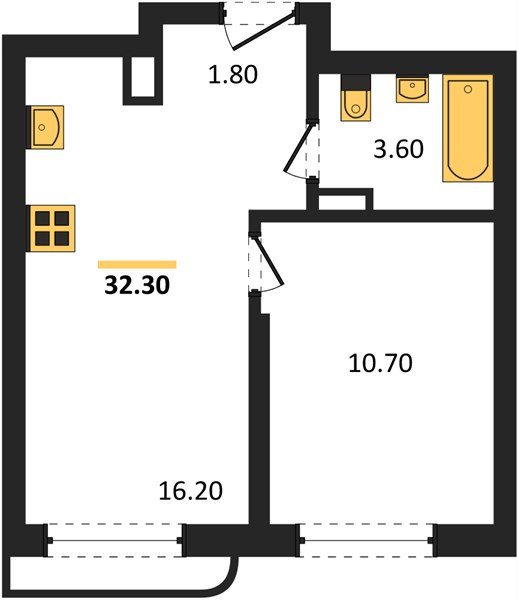 Фото №1: 1-комнатная квартира 32 м² - Краснодар, мкр. Прикубанский внутригородской округ