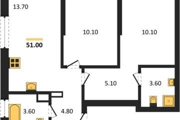 Фото №1: 2-комнатная квартира 51 м² - Краснодар, мкр. Прикубанский внутригородской округ,