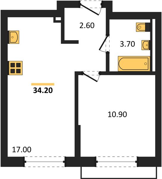 Фото №1: 1-комнатная квартира 34 м² - Краснодар, мкр. Прикубанский внутригородской округ