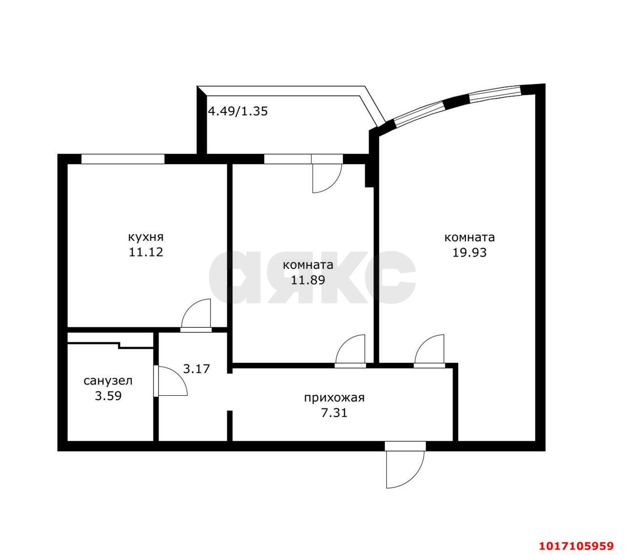 Фото №4: 2-комнатная квартира 58 м² - Краснодар, Карасунский внутригородской округ, Хлопчато-бумажный Комбинат, мкр. жилой комплекс Режиссёр, ул. Уральская, 100/6