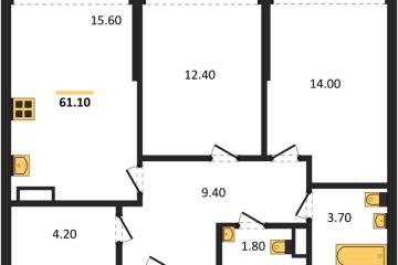 Фото №1: 2-комнатная квартира 59 м² - Краснодар, мкр. Догма Парк, ул. Марины Цветаевой, 36