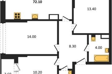 Фото №1: 3-комнатная квартира 69 м² - Краснодар, мкр. Догма Парк, ул. Марины Цветаевой, 36