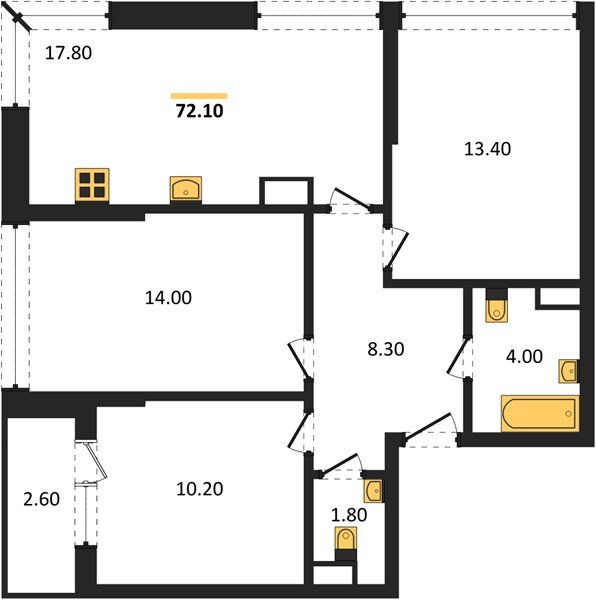 Фото №1: 3-комнатная квартира 69 м² - Краснодар, Прикубанский внутригородской округ, мкр. Догма Парк, ул. Марины Цветаевой, 36