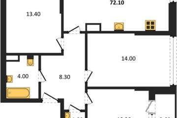 Фото №1: 3-комнатная квартира 69 м² - Краснодар, мкр. Догма Парк, ул. Марины Цветаевой, 35