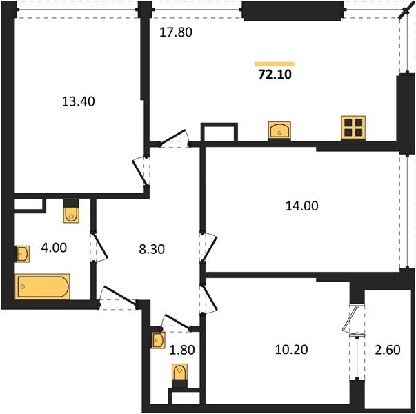 Фото №1: 3-комнатная квартира 69 м² - Краснодар, Прикубанский внутригородской округ, мкр. Догма Парк, ул. Марины Цветаевой, 35