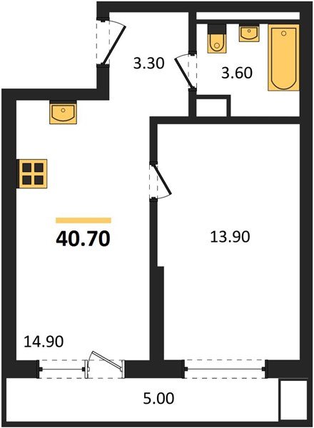 Фото №1: 1-комнатная квартира 40 м² - Краснодар, мкр. Прикубанский внутригородской округ