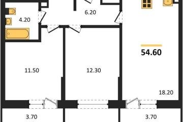 Фото №1: 2-комнатная квартира 54 м² - Краснодар, мкр. Прикубанский внутригородской округ, 