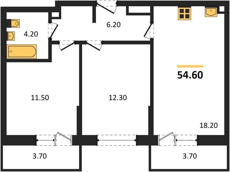 Фото №1: 2-комнатная квартира 54 м² - Краснодар, Прикубанский внутригородской округ, мкр. Прикубанский внутригородской округ
