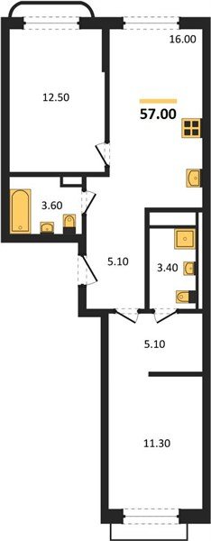 Фото №1: 2-комнатная квартира 57 м² - Краснодар, мкр. Прикубанский внутригородской округ